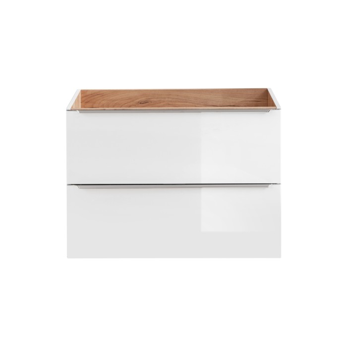 Mobile sottolavabo NALYA 80 cm – Bianco lucido e rovere chiaro – Design sospeso moderno