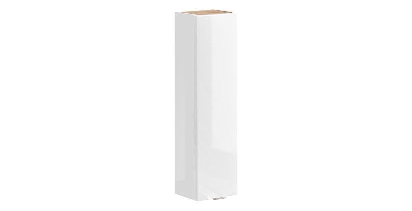 Meuble de rangement NALYA 75 cm – Blanc brillant et chêne clair – Élément mural compact