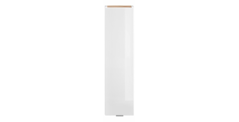 Meuble de rangement NALYA 75 cm – Blanc brillant et chêne clair – Élément mural compact