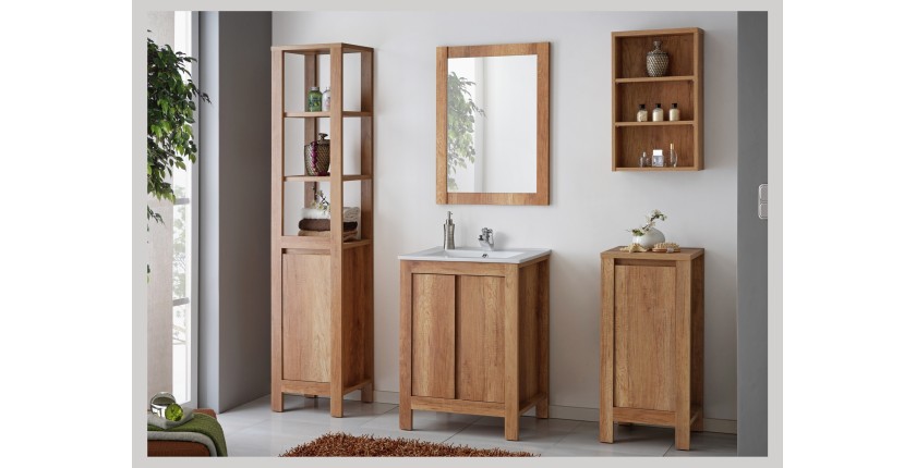Meuble de rangement KALUNA 86 cm – Coloris bois de noyer – Élément mural suspendu 