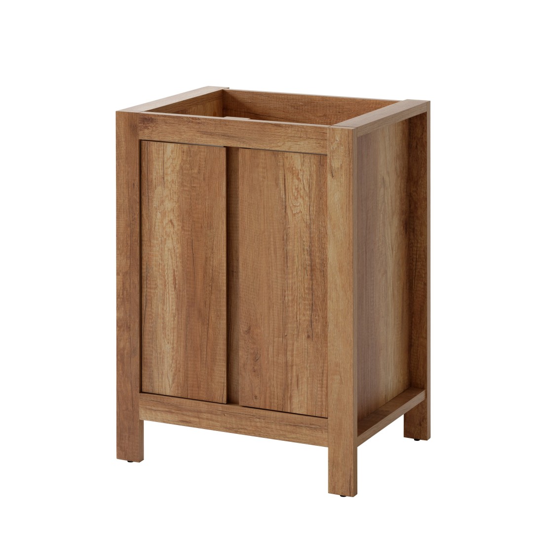 Meuble sous vasque KALUNA 60 cm – Coloris bois de noyer – Design suspendu rustique 