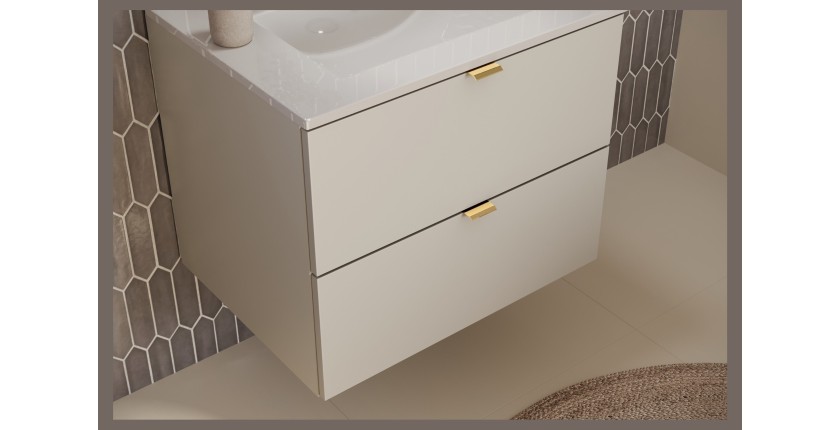 Meuble sous vasque BELLA 60 cm – Coloris marron congo – Design suspendu finition mate 