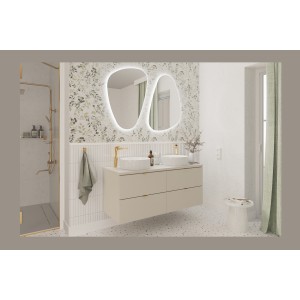 Plan vasque BELLA 120 cm – Coloris marron congo – Finition mate pour meuble suspendu 