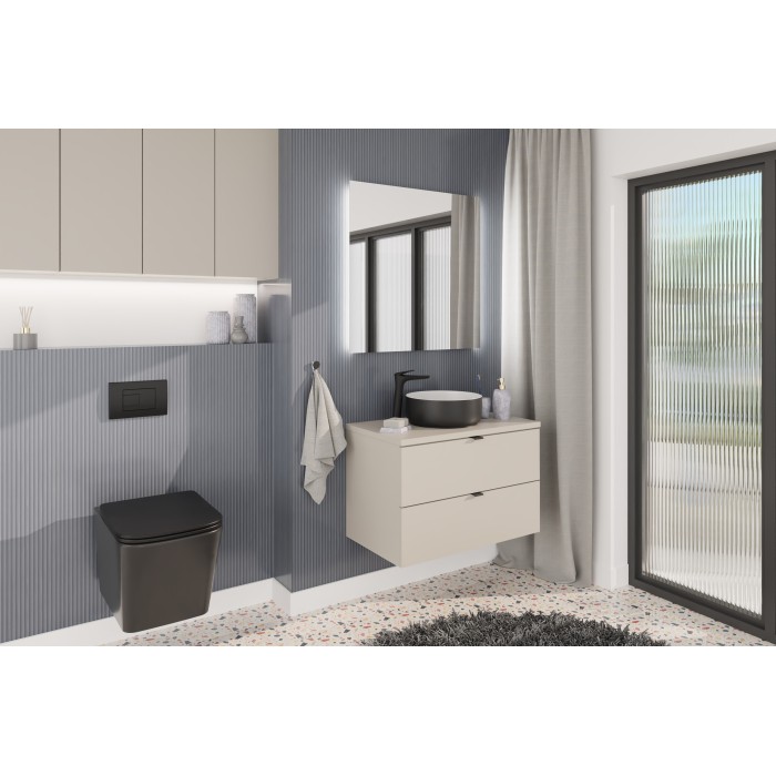 Plan vasque BELLA 80 cm – Coloris marron congo – Finition mate pour meuble suspendu 