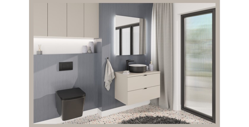 Plan vasque BELLA 80 cm – Coloris marron congo – Finition mate pour meuble suspendu 