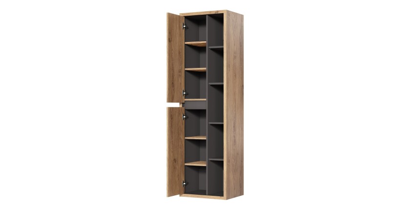 Colonne salle de bain MATT 170 cm – Chêne clair et gris anthracite – Design suspendu moderne 
