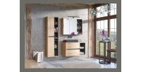 Colonne salle de bain MATT 170 cm – Chêne clair et gris anthracite – Design suspendu moderne 