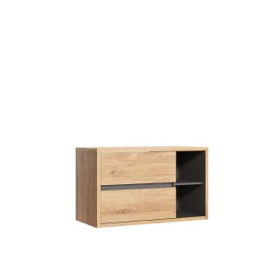 Meuble sous vasque MATT 100 cm – Chêne clair et gris anthracite – Design suspendu moderne 