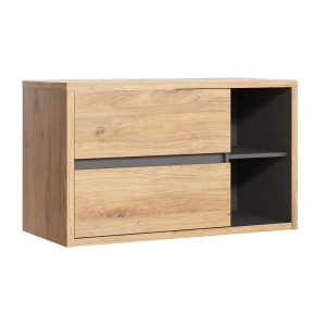 Meuble sous vasque MATT 100 cm – Chêne clair et gris anthracite – Design suspendu moderne 