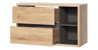 Meuble sous vasque MATT 100 cm – Chêne clair et gris anthracite – Design suspendu moderne 