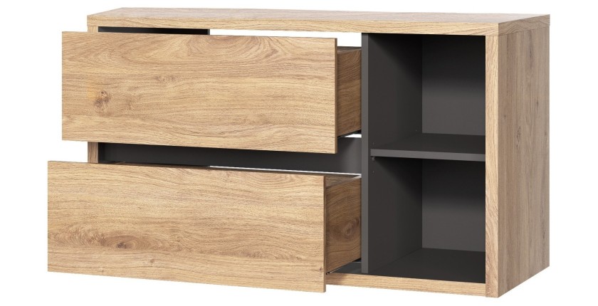 Meuble sous vasque MATT 100 cm – Chêne clair et gris anthracite – Design suspendu moderne 