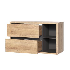 Meuble sous vasque MATT 100 cm – Chêne clair et gris anthracite – Design suspendu moderne 