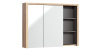 Meuble de rangement MATT 100 cm – Chêne clair et gris anthracite – 2 portes miroir 