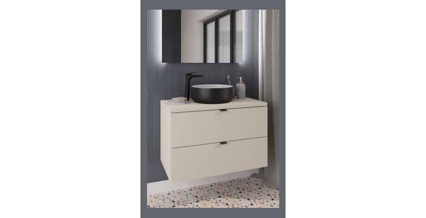 Meuble sous vasque BELLA 80 cm – Coloris marron congo – Finition mate et design suspendu