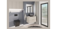Meuble sous vasque BELLA 80 cm – Coloris marron congo – Finition mate et design suspendu
