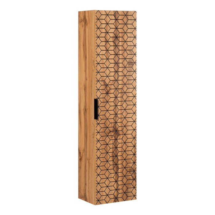 Colonne salle de bain DIAMEN 140 cm – Coloris chêne wotan – Meuble suspendu compact 