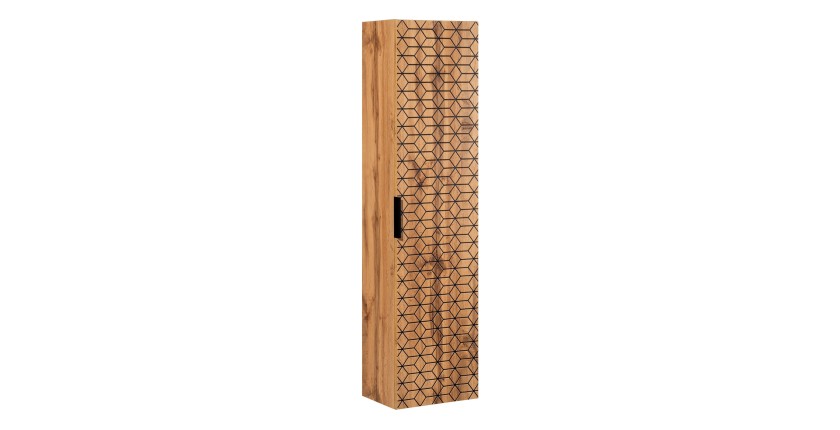 Colonne salle de bain DIAMEN 140 cm – Coloris chêne wotan – Meuble suspendu compact 