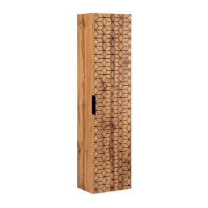 Colonne salle de bain DIAMEN 140 cm – Coloris chêne wotan – Meuble suspendu compact 