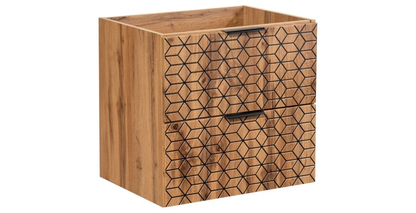 Meuble sous vasque DIAMEN 80 cm – Coloris chêne wotan – Style design 