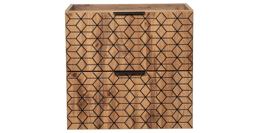 Meuble sous vasque DIAMEN 80 cm – Coloris chêne wotan – Style design 