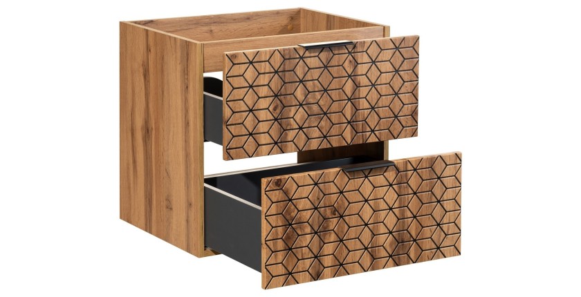 Meuble sous vasque DIAMEN 80 cm – Coloris chêne wotan – Style design 