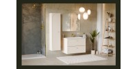 Colonne TORNADO 140 cm – Finition sable – 1 porte, 4 étagères, style contemporain 
