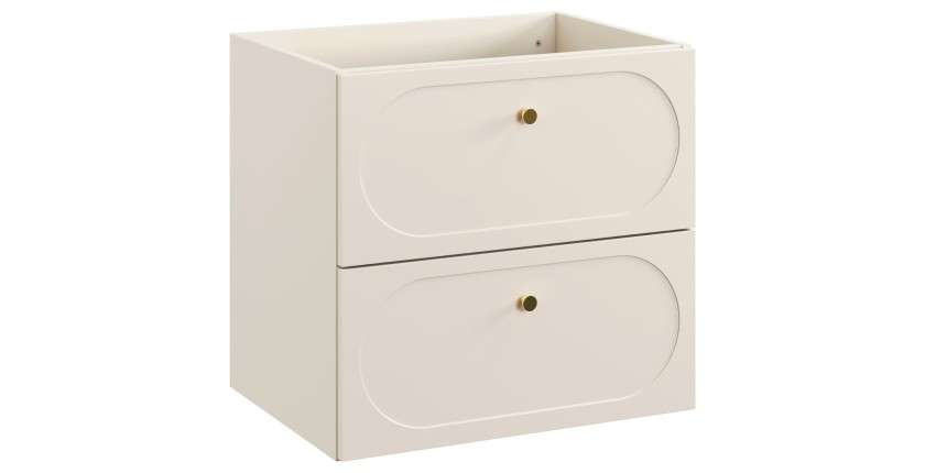 Meuble sous vasque TORNADO 60 cm – 2 tiroirs – Finition sable – Style contemporain 