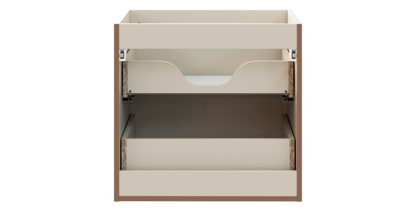 Meuble sous vasque TORNADO 60 cm – 2 tiroirs – Finition sable – Style contemporain 