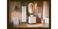 Meuble sous vasque TORNADO 60 cm – 2 tiroirs – Finition sable – Style contemporain 