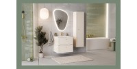 Meuble sous vasque TORNADO 60 cm – 2 tiroirs – Finition sable – Style contemporain 