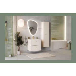 Meuble sous vasque TORNADO 60 cm – 2 tiroirs – Finition sable – Style contemporain 