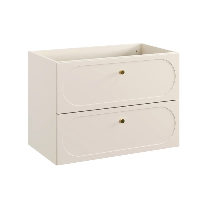 Meuble sous vasque TORNADO 80 cm – 2 tiroirs – Finition sable – Style contemporain 