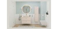Meuble sous vasque TORNADO 80 cm – 2 tiroirs – Finition sable – Style contemporain 