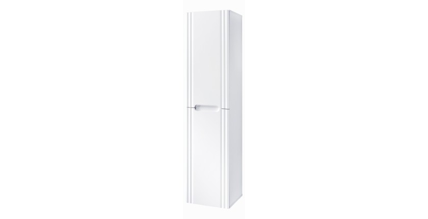 Colonne FIDJI 166 cm – Finition blanc alpin brillant – 2 portes – Fixation mixte 
