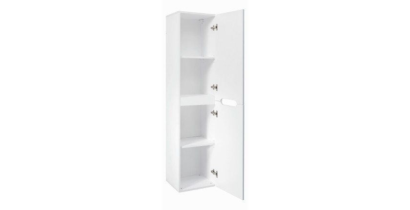 Colonne FIDJI 166 cm – Finition blanc alpin brillant – 2 portes – Fixation mixte 