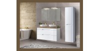 Colonne FIDJI 166 cm – Finition blanc alpin brillant – 2 portes – Fixation mixte 
