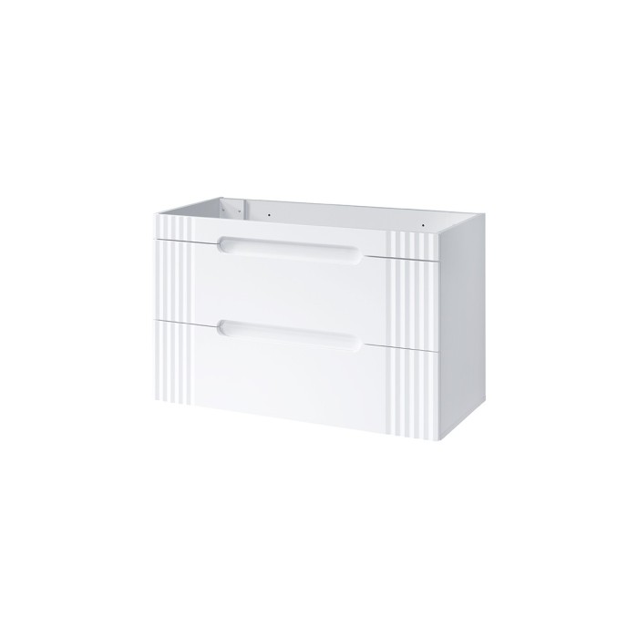 Meuble sous vasque FIDJI 100 cm – Blanc alpin brillant – 2 tiroirs – Fixation mixte 