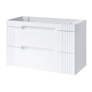 Meuble sous vasque FIDJI 100 cm – Blanc alpin brillant – 2 tiroirs – Fixation mixte 