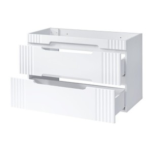 Meuble sous vasque FIDJI 100 cm – Blanc alpin brillant – 2 tiroirs – Fixation mixte 