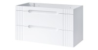 Meuble sous vasque FIDJI 120 cm – Blanc alpin brillant – 2 tiroirs – Fixation murale ou au sol 