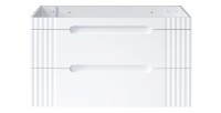 Meuble sous vasque FIDJI 120 cm – Blanc alpin brillant – 2 tiroirs – Fixation murale ou au sol 