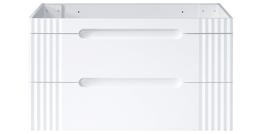 Meuble sous vasque FIDJI 120 cm – Blanc alpin brillant – 2 tiroirs – Fixation murale ou au sol 