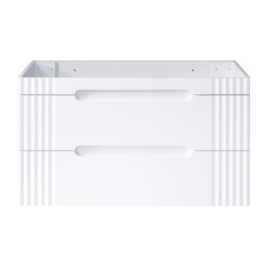 Meuble sous vasque FIDJI 120 cm – Blanc alpin brillant – 2 tiroirs – Fixation murale ou au sol 