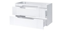 Meuble sous vasque FIDJI 120 cm – Blanc alpin brillant – 2 tiroirs – Fixation murale ou au sol 