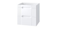 Meuble sous vasque FIDJI 60 cm – Blanc alpin brillant – 2 tiroirs – Fixation murale ou au sol 