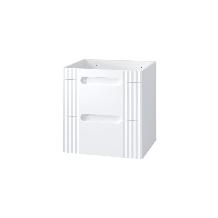 Meuble sous vasque FIDJI 60 cm – Blanc alpin brillant – 2 tiroirs – Fixation murale ou au sol 