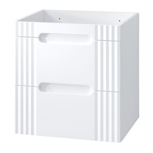 Meuble sous vasque FIDJI 60 cm – Blanc alpin brillant – 2 tiroirs – Fixation murale ou au sol 