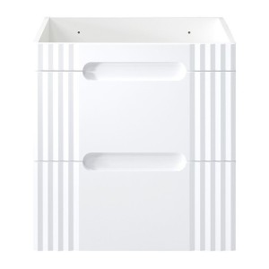 Meuble sous vasque FIDJI 60 cm – Blanc alpin brillant – 2 tiroirs – Fixation murale ou au sol 