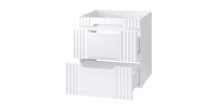 Meuble sous vasque FIDJI 60 cm – Blanc alpin brillant – 2 tiroirs – Fixation murale ou au sol 