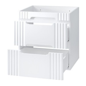 Meuble sous vasque FIDJI 60 cm – Blanc alpin brillant – 2 tiroirs – Fixation murale ou au sol 